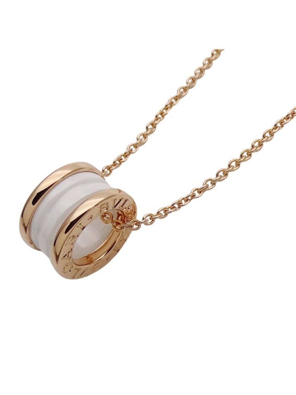 Bvlgari Necklace 750 Pink Gold White Ceramic B.zero1